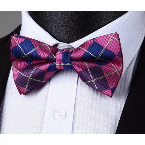 HISDERN Bow Tie and Suspenders for Men Suspender and Bowtie Handkerchief Set Adjustable Y Shape 6 Clips Wedding Brace