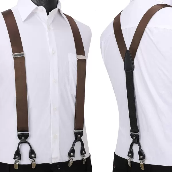 HISDERN Bow Tie and Suspenders for Men Suspender and Bowtie Handkerchief Set Adjustable Y Shape 6 Clips Wedding Brace