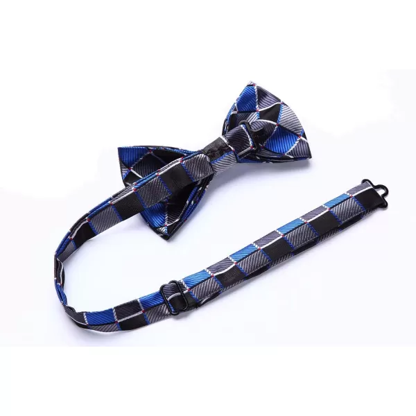 HISDERN Bow Tie and Suspenders for Men Suspender and Bowtie Handkerchief Set Adjustable Y Shape 6 Clips Wedding Brace