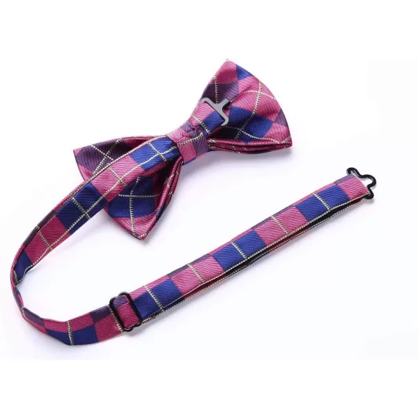 HISDERN Bow Tie and Suspenders for Men Suspender and Bowtie Handkerchief Set Adjustable Y Shape 6 Clips Wedding Brace
