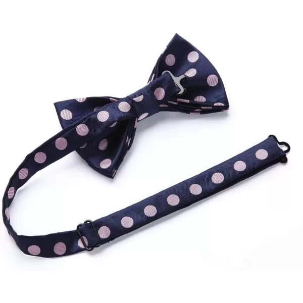 HISDERN Bow Tie and Suspenders for Men Suspender and Bowtie Handkerchief Set Adjustable Y Shape 6 Clips Wedding Brace
