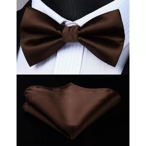 HISDERN Bow Tie and Suspenders for Men Suspender and Bowtie Handkerchief Set Adjustable Y Shape 6 Clips Wedding Brace