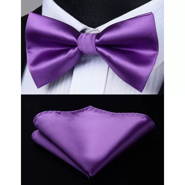 HISDERN Bow Tie and Suspenders for Men Suspender and Bowtie Handkerchief Set Adjustable Y Shape 6 Clips Wedding Brace
