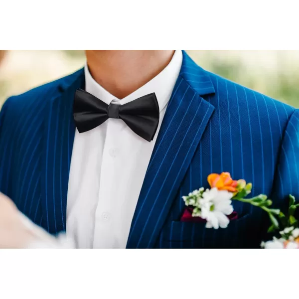 HISDERN Bow Tie and Suspenders for Men Suspender and Bowtie Handkerchief Set Adjustable Y Shape 6 Clips Wedding Brace