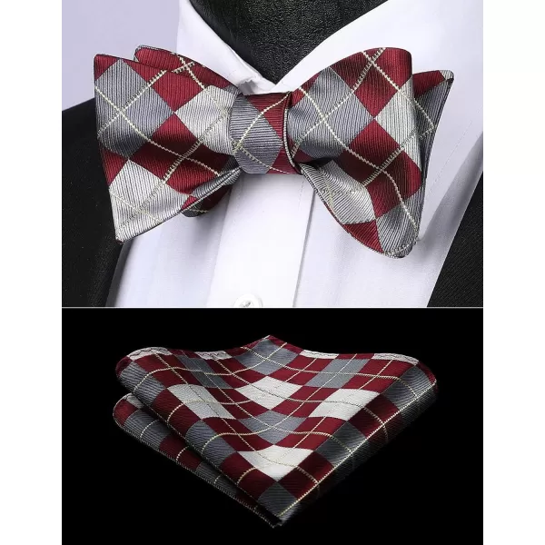 HISDERN Bow Ties for Men 3pcs Mixed Self-Tie Bow tie and Pocket Square Set Classic Formal Tuxedo Wedding &amp; Party Bowtie