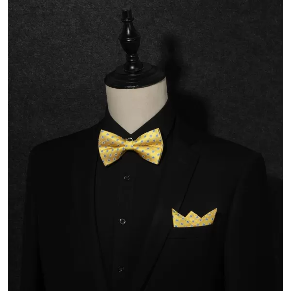 HISDERN Bow Ties for Men 3pcs Mixed Self-Tie Bow tie and Pocket Square Set Classic Formal Tuxedo Wedding &amp; Party Bowtie