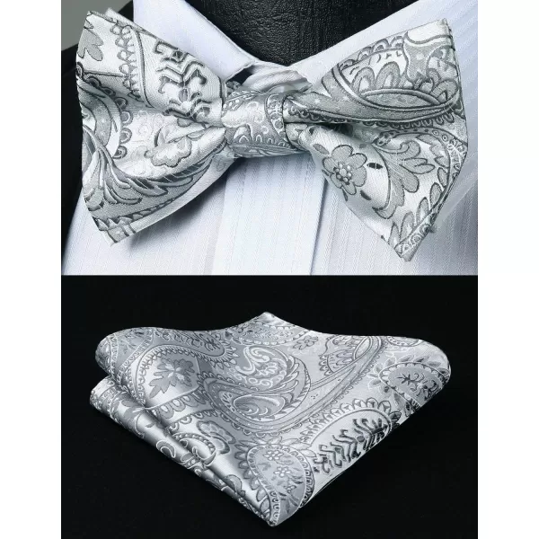 HISDERN Bow Ties for Men 3pcs Mixed Self-Tie Bow tie and Pocket Square Set Classic Formal Tuxedo Wedding &amp; Party Bowtie