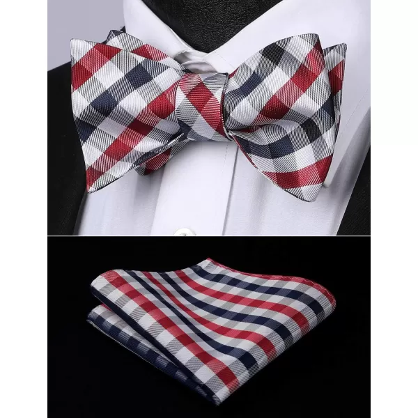 HISDERN Bow Ties for Men 3pcs Mixed Self-Tie Bow tie and Pocket Square Set Classic Formal Tuxedo Wedding &amp; Party Bowtie