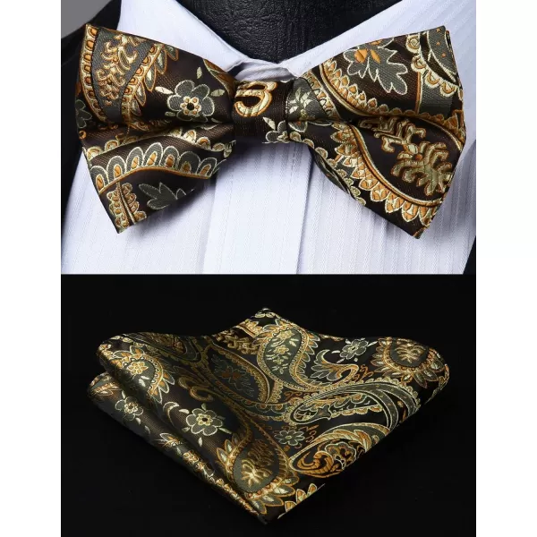HISDERN Bow Ties for Men 3pcs Mixed Self-Tie Bow tie and Pocket Square Set Classic Formal Tuxedo Wedding &amp; Party Bowtie