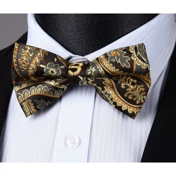 HISDERN Bow Ties for Men 3pcs Mixed Self-Tie Bow tie and Pocket Square Set Classic Formal Tuxedo Wedding &amp; Party Bowtie