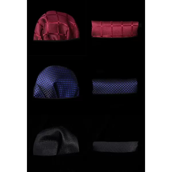 HISDERN Bow Ties for Men 3pcs Mixed Self-Tie Bow tie and Pocket Square Set Classic Formal Tuxedo Wedding &amp; Party Bowtie