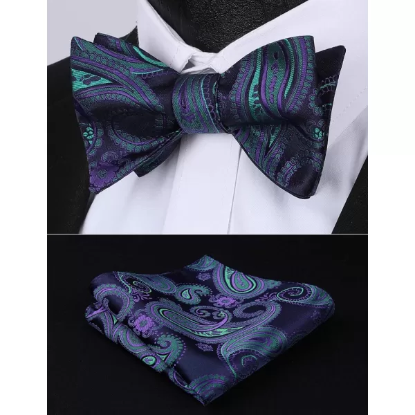 HISDERN Bow Ties for Men 3pcs Mixed Self-Tie Bow tie and Pocket Square Set Classic Formal Tuxedo Wedding &amp; Party Bowtie