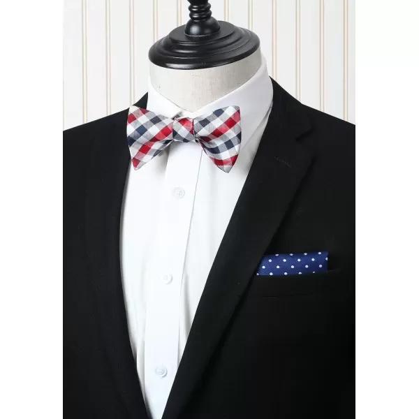 HISDERN Bow Ties for Men 3pcs Mixed Self-Tie Bow tie and Pocket Square Set Classic Formal Tuxedo Wedding &amp; Party Bowtie