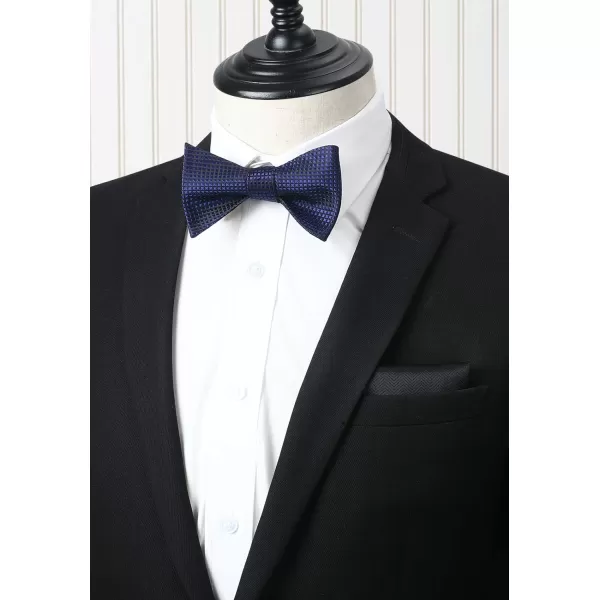 HISDERN Bow Ties for Men 3pcs Mixed Self-Tie Bow tie and Pocket Square Set Classic Formal Tuxedo Wedding &amp; Party Bowtie