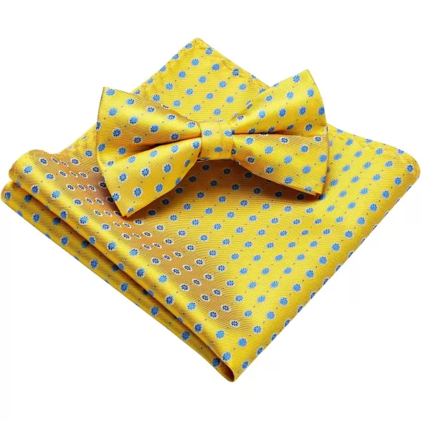 HISDERN Bow Ties for Men 3pcs Mixed Self-Tie Bow tie and Pocket Square Set Classic Formal Tuxedo Wedding &amp; Party Bowtie
