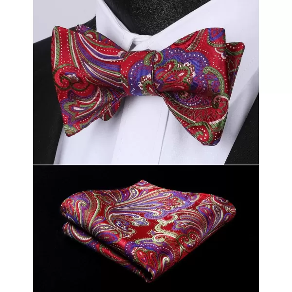 HISDERN Bow Ties for Men 3pcs Mixed Self-Tie Bow tie and Pocket Square Set Classic Formal Tuxedo Wedding &amp; Party Bowtie