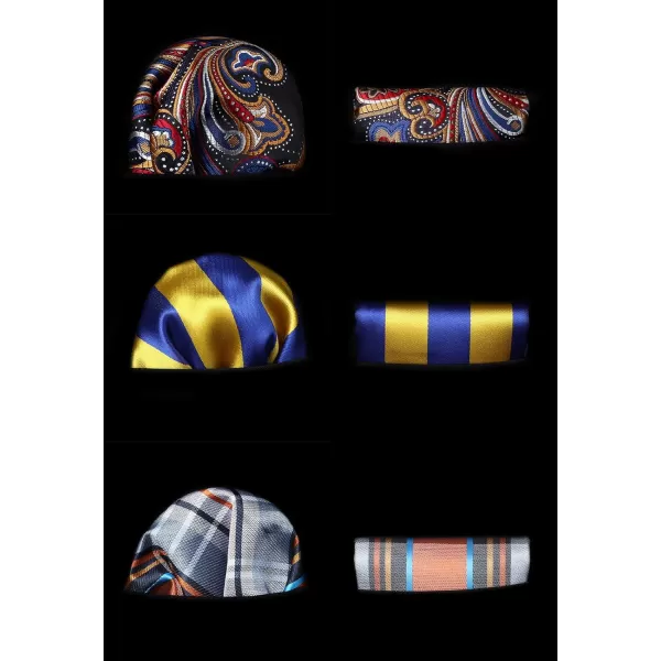 HISDERN Bow Ties for Men 3pcs Mixed Self-Tie Bow tie and Pocket Square Set Classic Formal Tuxedo Wedding &amp; Party Bowtie