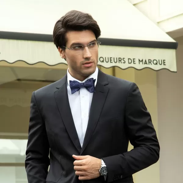 HISDERN Bow Ties for Men Check Plaid Self Tie Bow Tie and Pocket Square Bowtie Formal Tuxedo Wedding Bowties Handkerchief Set