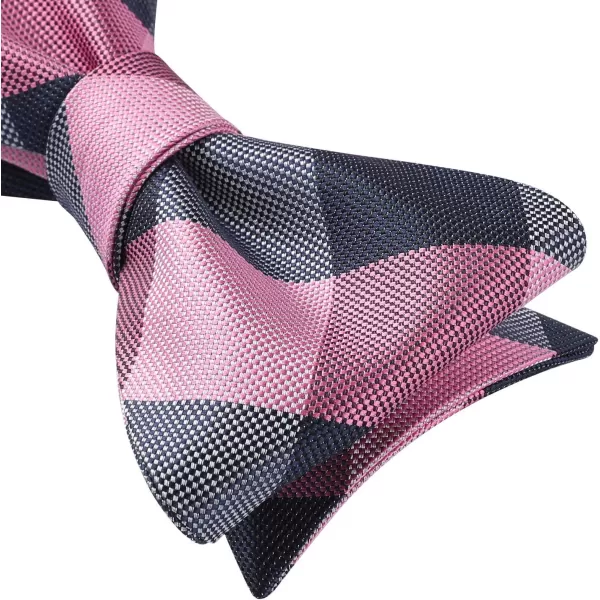 HISDERN Bow Ties for Men Check Plaid Self Tie Bow Tie and Pocket Square Bowtie Formal Tuxedo Wedding Bowties Handkerchief Set