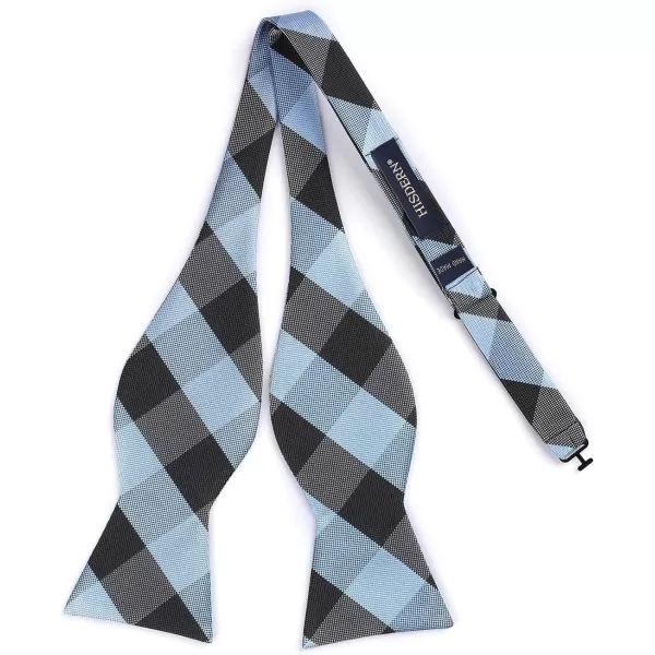 HISDERN Bow Ties for Men Check Plaid Self Tie Bow Tie and Pocket Square Bowtie Formal Tuxedo Wedding Bowties Handkerchief Set