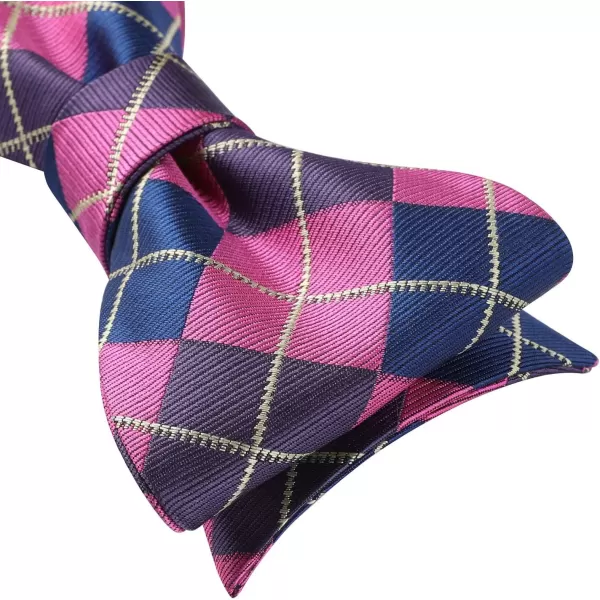 HISDERN Bow Ties for Men Check Plaid Self Tie Bow Tie and Pocket Square Bowtie Formal Tuxedo Wedding Bowties Handkerchief Set