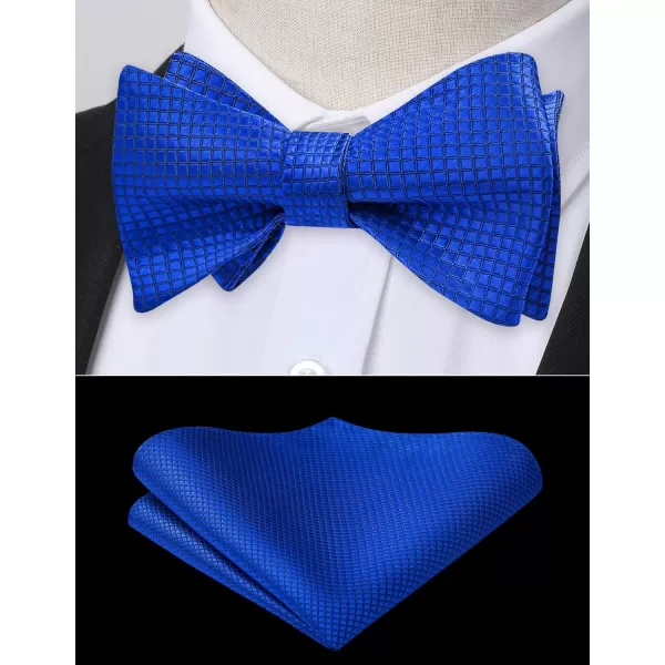 HISDERN Bow Ties for Men Check Plaid Self Tie Bow Tie and Pocket Square Bowtie Formal Tuxedo Wedding Bowties Handkerchief Set