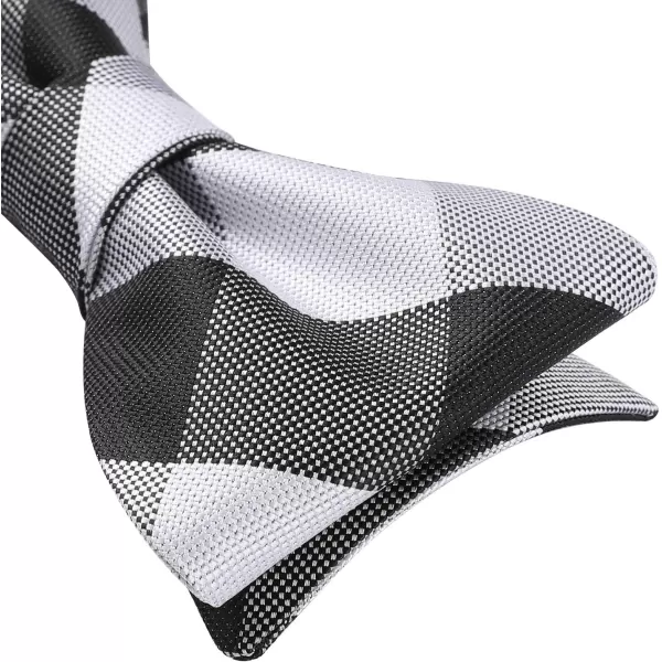 HISDERN Bow Ties for Men Check Plaid Self Tie Bow Tie and Pocket Square Bowtie Formal Tuxedo Wedding Bowties Handkerchief Set