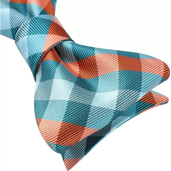 HISDERN Bow Ties for Men Check Plaid Self Tie Bow Tie and Pocket Square Bowtie Formal Tuxedo Wedding Bowties Handkerchief Set