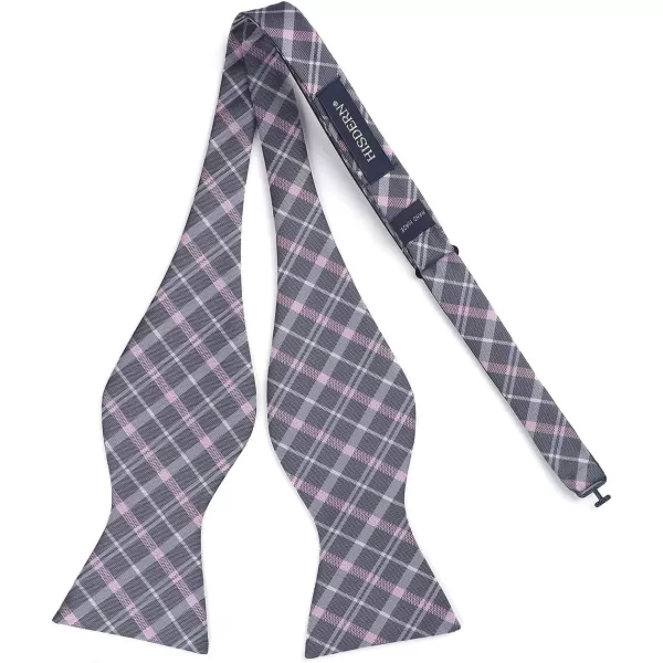HISDERN Bow Ties for Men Check Plaid Self Tie Bow Tie and Pocket Square Bowtie Formal Tuxedo Wedding Bowties Handkerchief Set