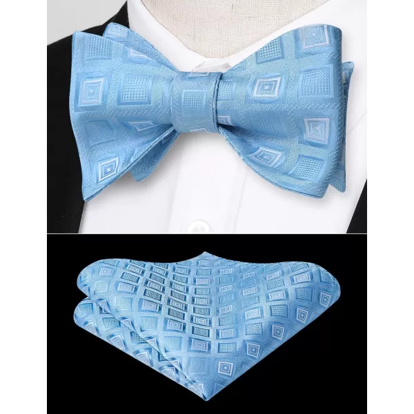 HISDERN Bow Ties for Men Check Plaid Self Tie Bow Tie and Pocket Square Bowtie Formal Tuxedo Wedding Bowties Handkerchief Set