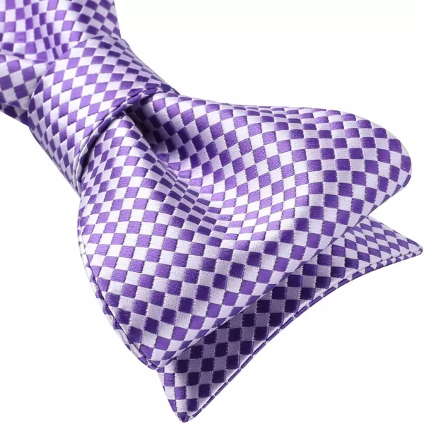 HISDERN Bow Ties for Men Check Plaid Self Tie Bow Tie and Pocket Square Bowtie Formal Tuxedo Wedding Bowties Handkerchief Set