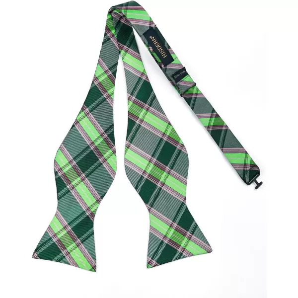HISDERN Bow Ties for Men Check Plaid Self Tie Bow Tie and Pocket Square Bowtie Formal Tuxedo Wedding Bowties Handkerchief Set