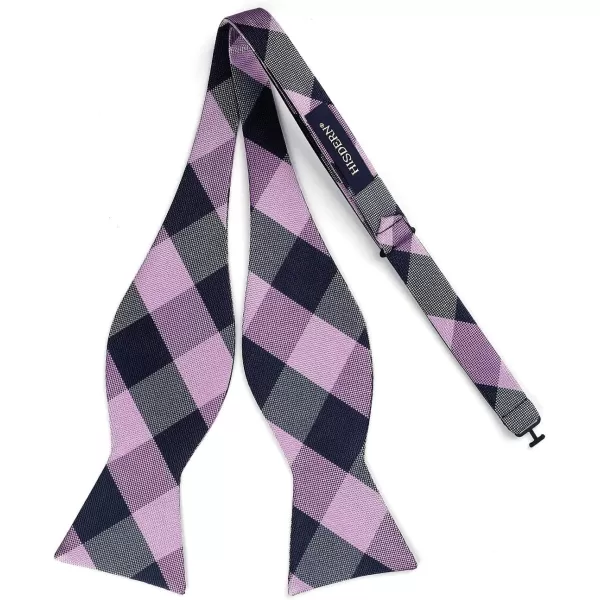HISDERN Bow Ties for Men Check Plaid Self Tie Bow Tie and Pocket Square Bowtie Formal Tuxedo Wedding Bowties Handkerchief Set