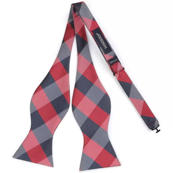 HISDERN Bow Ties for Men Check Plaid Self Tie Bow Tie and Pocket Square Bowtie Formal Tuxedo Wedding Bowties Handkerchief Set