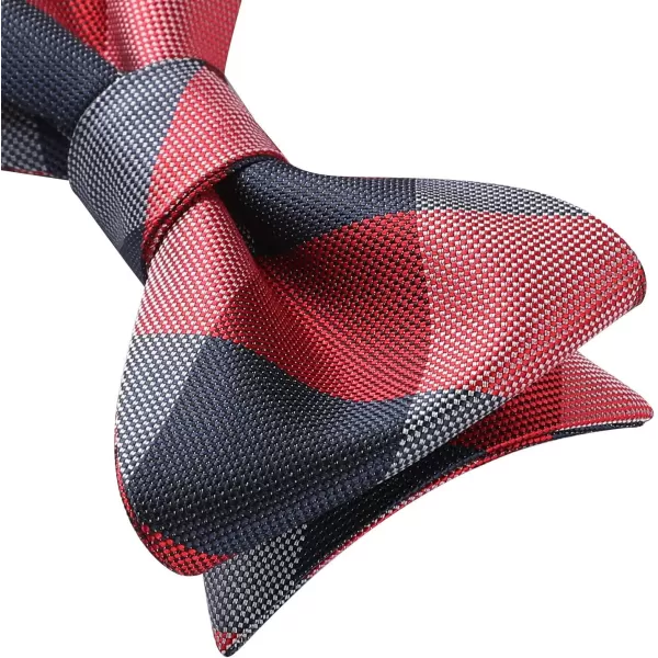 HISDERN Bow Ties for Men Check Plaid Self Tie Bow Tie and Pocket Square Bowtie Formal Tuxedo Wedding Bowties Handkerchief Set