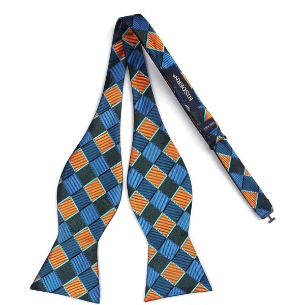 HISDERN Bow Ties for Men Check Plaid Self Tie Bow Tie and Pocket Square Bowtie Formal Tuxedo Wedding Bowties Handkerchief Set