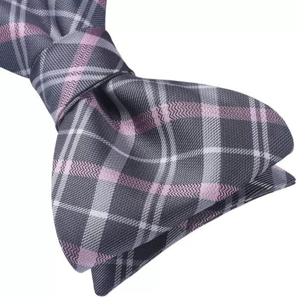 HISDERN Bow Ties for Men Check Plaid Self Tie Bow Tie and Pocket Square Bowtie Formal Tuxedo Wedding Bowties Handkerchief Set