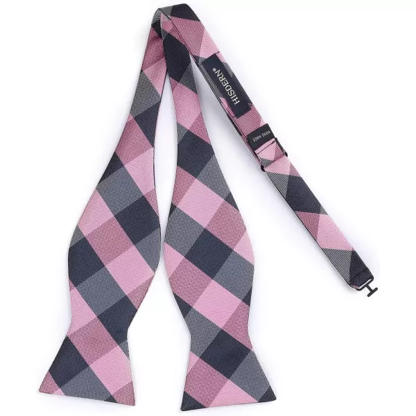 HISDERN Bow Ties for Men Check Plaid Self Tie Bow Tie and Pocket Square Bowtie Formal Tuxedo Wedding Bowties Handkerchief Set