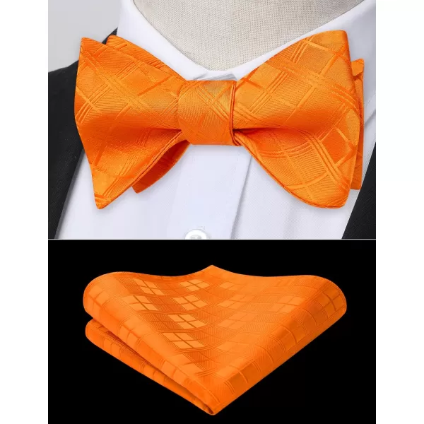 HISDERN Bow Ties for Men Check Plaid Self Tie Bow Tie and Pocket Square Bowtie Formal Tuxedo Wedding Bowties Handkerchief Set