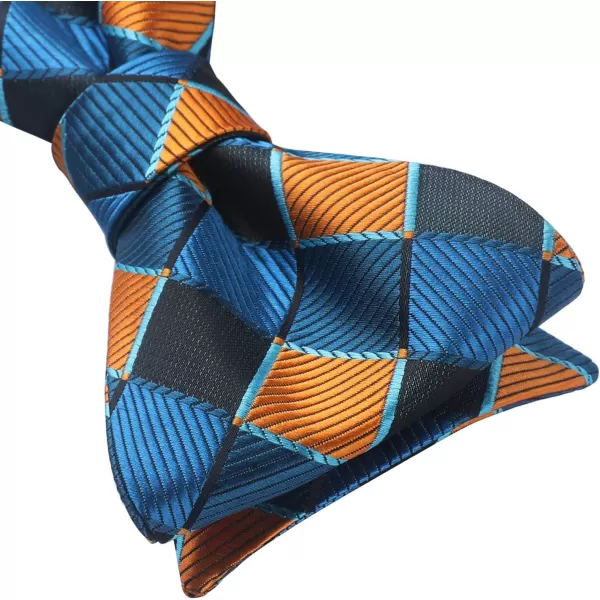 HISDERN Bow Ties for Men Check Plaid Self Tie Bow Tie and Pocket Square Bowtie Formal Tuxedo Wedding Bowties Handkerchief Set