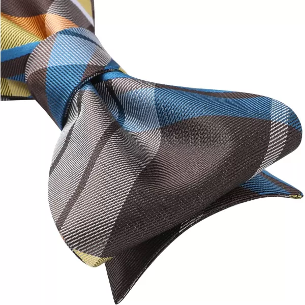 HISDERN Bow Ties for Men Check Plaid Self Tie Bow Tie and Pocket Square Bowtie Formal Tuxedo Wedding Bowties Handkerchief Set
