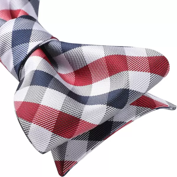 HISDERN Bow Ties for Men Check Plaid Self Tie Bow Tie and Pocket Square Bowtie Formal Tuxedo Wedding Bowties Handkerchief Set