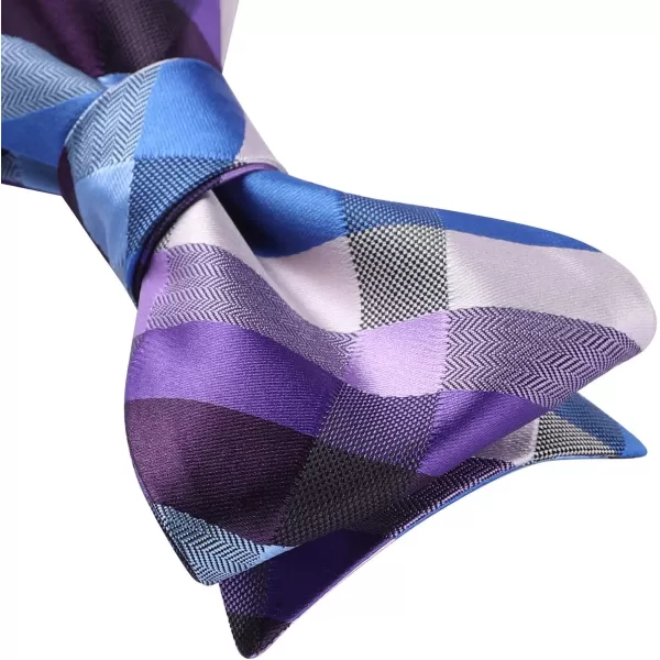 HISDERN Bow Ties for Men Check Plaid Self Tie Bow Tie and Pocket Square Bowtie Formal Tuxedo Wedding Bowties Handkerchief Set