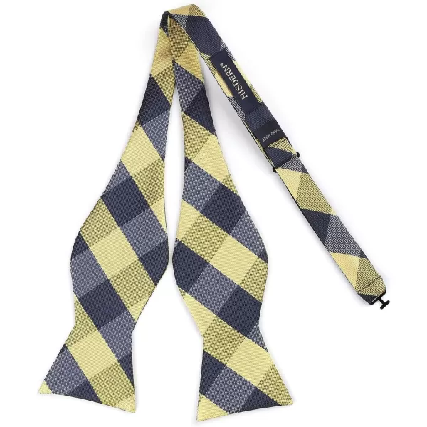 HISDERN Bow Ties for Men Check Plaid Self Tie Bow Tie and Pocket Square Bowtie Formal Tuxedo Wedding Bowties Handkerchief Set