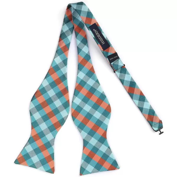 HISDERN Bow Ties for Men Check Plaid Self Tie Bow Tie and Pocket Square Bowtie Formal Tuxedo Wedding Bowties Handkerchief Set