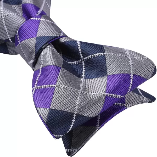 HISDERN Bow Ties for Men Check Plaid Self Tie Bow Tie and Pocket Square Bowtie Formal Tuxedo Wedding Bowties Handkerchief Set