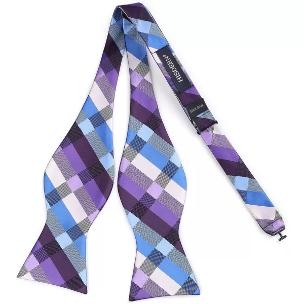 HISDERN Bow Ties for Men Check Plaid Self Tie Bow Tie and Pocket Square Bowtie Formal Tuxedo Wedding Bowties Handkerchief Set