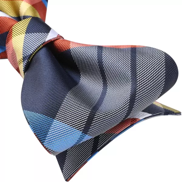 HISDERN Bow Ties for Men Check Plaid Self Tie Bow Tie and Pocket Square Bowtie Formal Tuxedo Wedding Bowties Handkerchief Set