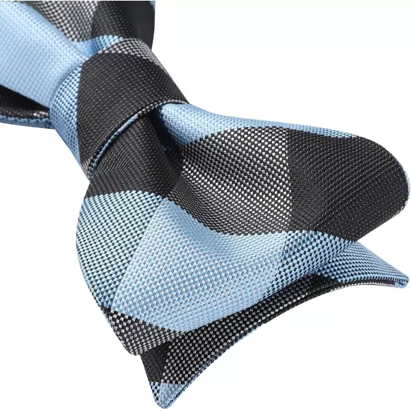 HISDERN Bow Ties for Men Check Plaid Self Tie Bow Tie and Pocket Square Bowtie Formal Tuxedo Wedding Bowties Handkerchief Set