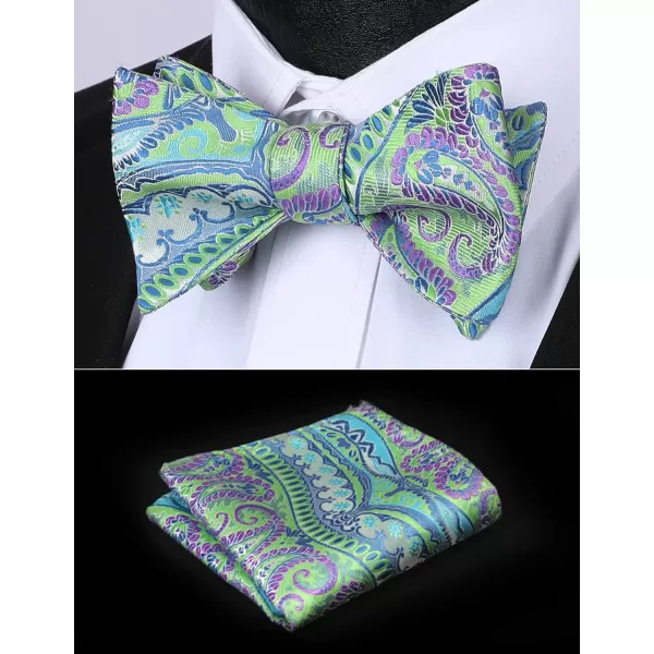 HISDERN Bow Ties for Men Floral Bowties Mens Self Tie Bow Tie Handkerchief Jacquard Woven Bowtie Pocket Square Set